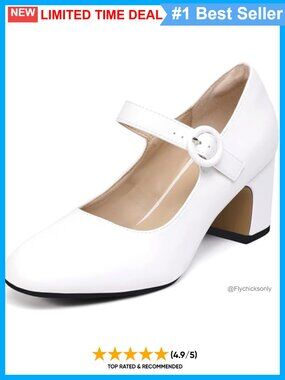 Mary Jane Pumps Closed Toe Low Chunky Block Heel Buckle Dress Shoes